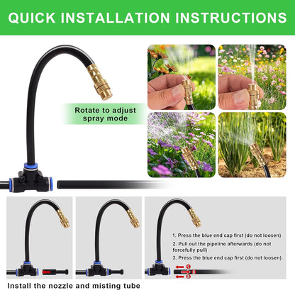 Drip Irrigation Kit, Flexible 360°Adjustable Watering System with Nozzle Control, Misting Hose for Garden, Greenhouse, Lawn, Yard & Potted Plants (65 Feets)