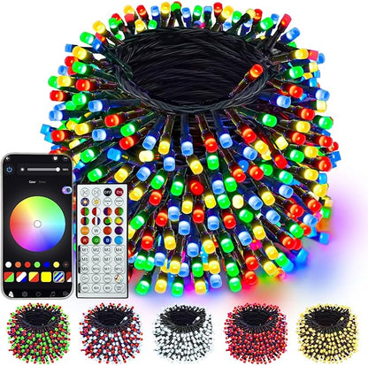 400LED Smart Color Changing Christmas Lights App Controlled, 142FT Waterproof RGB Twinkle String Light Music Sync Multiple Modes, Christmas Lights with Remote & Timer Indoor Outdoor Xmas Decorations