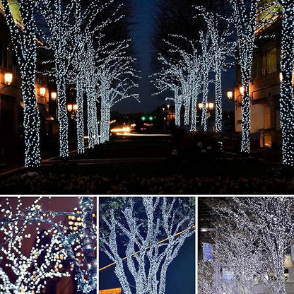 6 Pack Solar Chrismas Lights Outdoor, 285 FT Total 720 LED Solar String Lights for Outside with 8 Modes & Memory Function, Waterproof Twinkle Light for Xmas Tree Yard Party Decorations (Cool White)