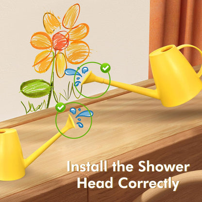 Watering Can for Indoor Outdoor Plants, Modern Small Watering Cans with Removable Nozzle, Long Spout Watering Can for Indoor Bonsai Plants Garden Flowers 1/2 Gallon 1.8L 60OZ (Yellow)