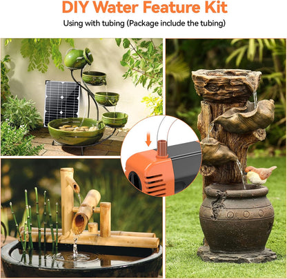 POPOSOAP 20W Solar Water Pump, Solar Powered Water Pump Outdoor with 320GPH Solar Pump, 7 Sprayers, 16.4ft Cable, 6.6ft Tubing for Outdoor Pond, Fish Tank and Garden Water Features