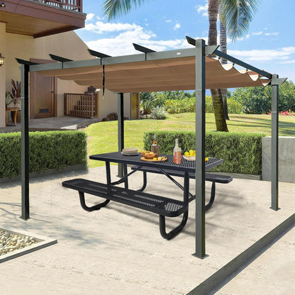 4FT Metal Picnic Tables for Outdoors, Commercial Rectangular Picnic Table and Bench Set for Outside, Patio, Garden, Backyard, Porch, Surface Mount, Black