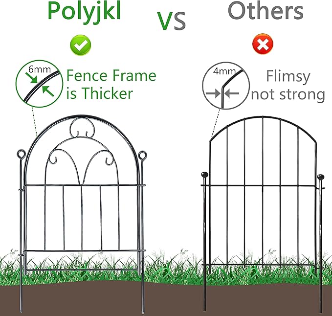Garden Fence, 11ft(L) X 21in(H) 10 Pack Rustproof Metal No Dig Fence Panels, Garden Fencing Dog Fence Outdoor for Yard, Decorative Fences and Borders, Animal Barrier, Flower Bed, Patio
