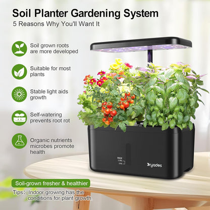 Indoor Garden System 19 Watt LED Growing Light Upgrade 2 Self-Watering Soil-Cultivated Growing Pots Gardening Gifts for Mom Plant Pot for Vegetables Herbs Tomato(No Seeds&Soil)