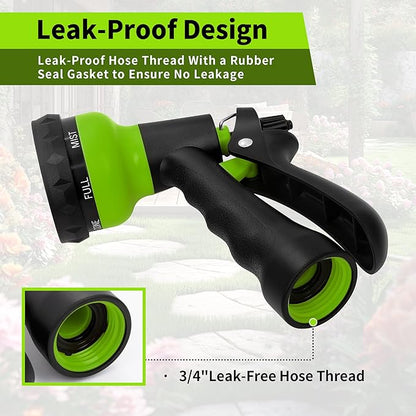 NEXCOVER Garden Hose Nozzle Sprayer - 7 Adjustable Watering Patterns Nozzle for Water Hose, Non-Slip Garden Spray Nozzle for Car Washing, Watering Plants, Pets Showering, Lawns Cleaning, Green