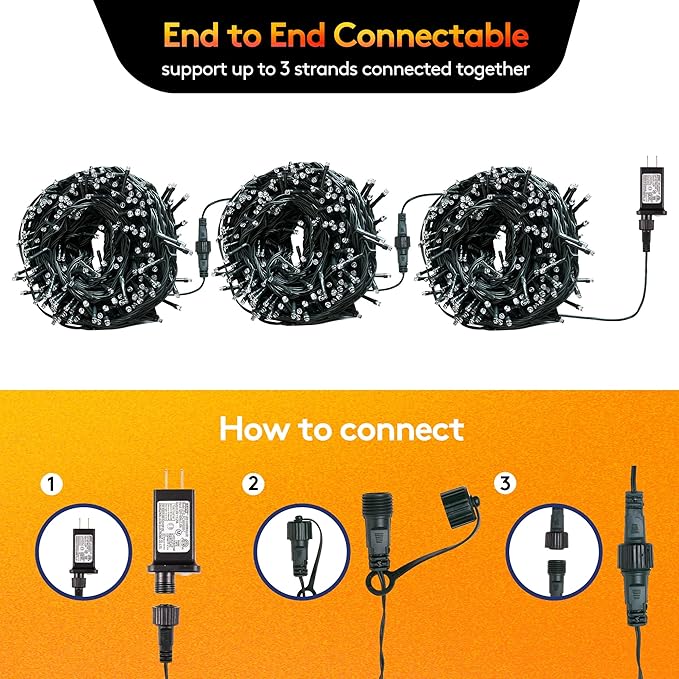 BlcTec Warm White Christmas Lights, 300 LED 108FT Christmas Tree Lights with 8 Modes, Waterproof, UL Certified, Timer, Memory, End to End Connectable String Lights for Indoor Outdoor Xmas Decorations