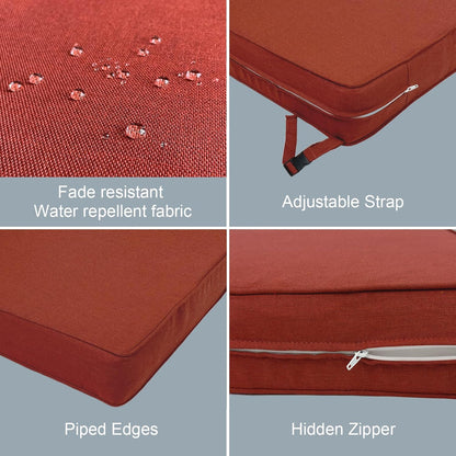 LVTXIII Patio Chair Cushions 19"x19"x3", Water-Repellent Outdoor Seat Cushions for Patio Furniture, Square Chair Pads with Ties for Home Garden Decoration, Set of 2, Brick Red