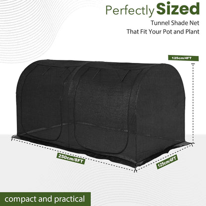 Large Tunnel 8.2'x4' Sunshade Cloth Gardening Net,Easy Set up 4FT Tall Crops Shade Cover, UV Resistant Plant 80% Sunblock Net for Vegetables,Fruits and Mini Flower Pot with Stakes and Carry