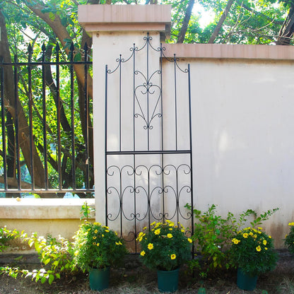 SCENDOR Metal Trellis 86.6" H x 29.5" W Powder-Coated Black Attractive Plant Support Garden Trellis Stylish Garden Addition Lattice Outdoor Yard Décor Roses Vine Ivy Clematis Trellises Black