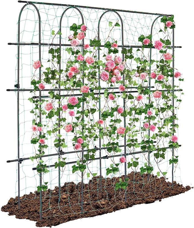 6×6 Feet Garden Trellis for Climbing Plant, Kalolary Large Garden Cucumber Trellis U-Frame Vegetable Beans Fruit Grow Trellises Rustproof Metal Plant Climbing Support for Indoor Outdoor Vine Stand