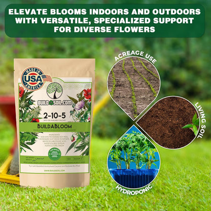 BuildASoil Vegan Bloom Booster & Flower Fertilizer – Organic Hydrangea & Rose Fertilizer Plant Food, Bloom Booster Fertilizer for Outdoor Gardens & Houseplants – Natural Soil Flower Food, 1 LB Bag