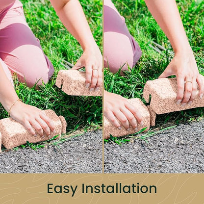 Beuta Landscape Edging | Garden Edging Border | Faux Stone Bricks for Lawn edging, Flower beds, Pathways & Yard Edging– 40 Packs | Each Section Has 6 Bricks 48"L x 4"W x 2.25"H |120 Spikes |Sandstone