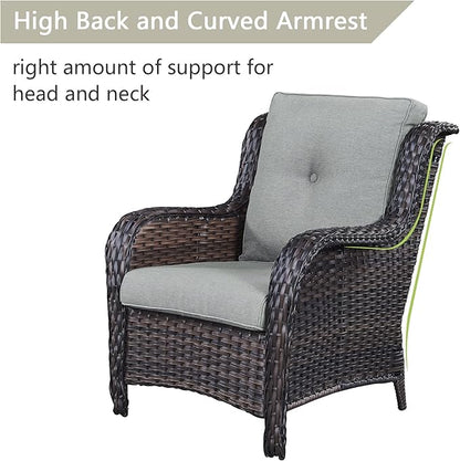 Rilyson Wicker Patio Furniture Chairs Set - 8 Piece Rattan Outdoor Patio Sectional Conversation Sets with 1 Sofa,4 Armrest Chairs,1 Coffee Table and 2 Ottomans for Porch Deck Garden(Brown/Grey)