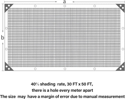 winemana Black Shade Cloth 40%, 30x50 FT Mesh Tarp - Garden Shade for Greenhouse, Patio, Vegetables, Plants Cover and Chicken Coops, Sun Shade Net for Outdoor Protection with Reinforced Grommets