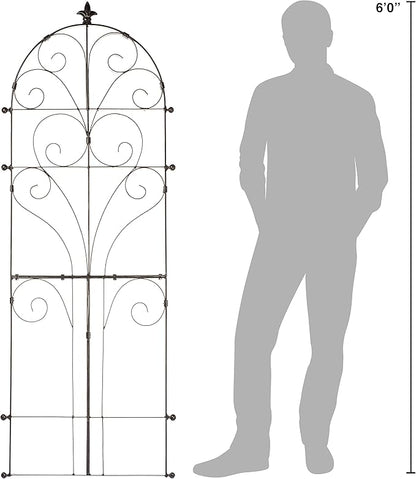 H Potter Garden Trellis for Climbing Plants Iron Metal Outdoor Scroll Wall Decor or Flowers Roses Vine Ivy Clematis GAR214 Large