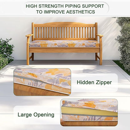 Porch Shield Outdoor Bench Cushion Cover – Waterproof Swing Cushion Cover for Patio Furniture Loveseat (Not Insert) Summer Blossom 48" W x 18" D x 3" H