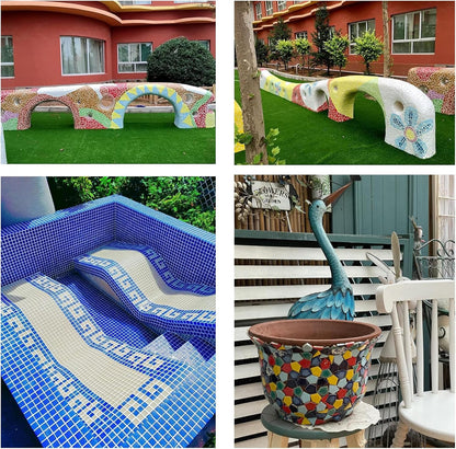 100 Pieces Ceramic Mosaic Tiles - 3/5" Square Shapes - Stained Ceramic Tiles Supplies for Crafts - Beginner Mosaic Project - Stepping Stones & Birdhouse Decor - Blue