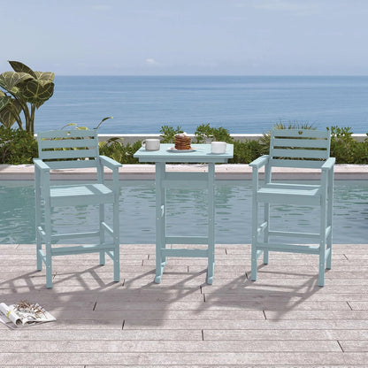 Tall Adirondack Chairs Set of 4, HDPE Wood Balcony Adirondack Chairs Set with Heart Cutout Design, Weather-Resistant Bar Height Furniture for Deck, Porch, Pool (Light Blue)