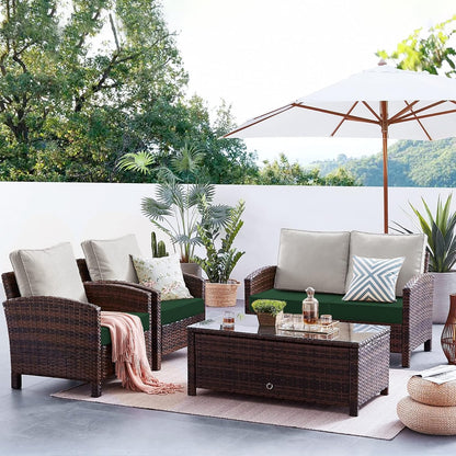 Favoyard Patio Chair Cushions 22 x 22 x 3 Inch Waterproof Outdoor Seat Cushions for Patio Furniture 3-Year Color Fastness Garden Sofa Couch Chair Pads with Handle & Adjustable Straps Set of 2, Green