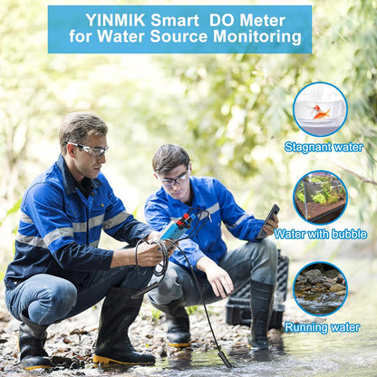 Handheld Dissolved Oxygen Meter, Smart DO Meter with Salinity and Altitude Compensation, Portable 6 in 1 pH DO SALT EC TDS Tester for Koi pond Aquaculture Environment Monitor Scientific Brewing