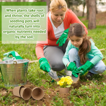 Augshy 3.15 Inch Peat Pots, 80 Pack Seed Starter Nursery Pots Round Plant Seedling with Drainage Holes for Garden Nursery Kits Seedlings Seed Starting Tray with 80 Plant Labels