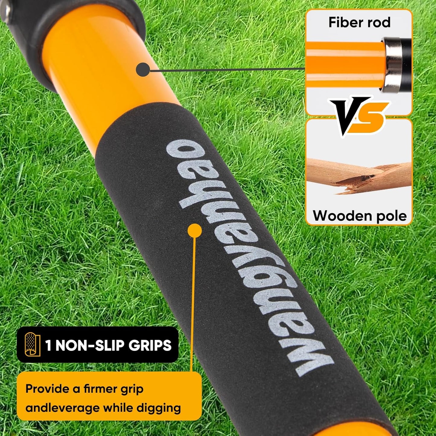 Garden Fork with Ergonomic Handle, Fiberglass Handle，4-Tine Pitchforks for Gardening Digging Composting Spading.