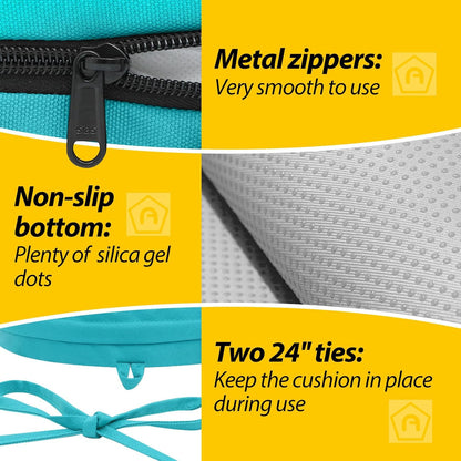 AAAAAcessories Outdoor Seat Cushions for Chairs, Waterproof, Fade-Resistant Patio Furniture Replacement Cushions, 17" x 16" x 2", Set of 2, Turquoise