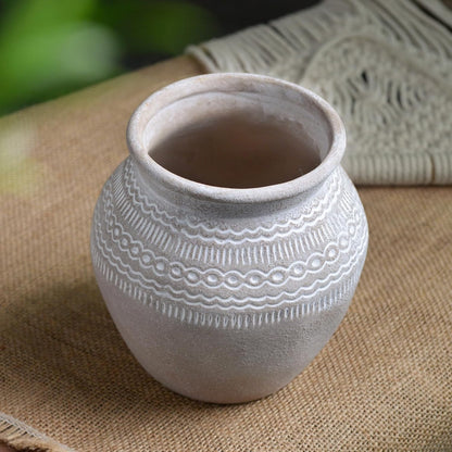 Quoowiit Ceramic Rustic Farmhouse Vase, Distressed Flower Vase for Home Decor, Boho Decorative Vases for Centerpiece Table Decorations, Vases for Living Room Kitchen Entryway Mantle Shelf Decor