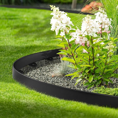 Landscape Edging, 2.0" x 60' Plastic Garden Edging with 60 Pcs Metal Spikes, Flexible Garden Border for Lawn, Landscaping, Flower Beds