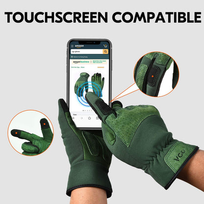 Vgo... 1-Pair Ladies' Synthetic Leather Gardening Gloves, Puncture-proof, Thornproof, Durability & Anti-shock Work Gloves, Touchscreen (Size S, Green, SL7471)
