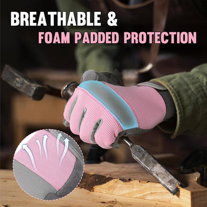 HANDLANDY Women Safety Work Gloves Utility Touch Screen Working Grip Glove for Yardwork Gardening Breathable Mechanic Gloves
