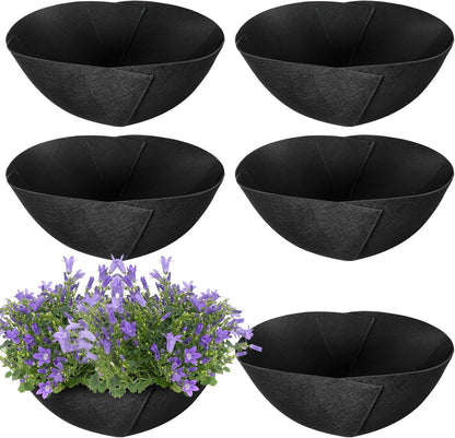 Adnee 6 Pcs 12 Inch Fabric Planter Basket Liner-Felt Flower Pot Liners-Hanging Plant Basket Fiber Insert for Garden Wall Hanging Planter Flower Vegetables(Round)