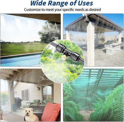 Misters for Outside Patio, 59ft Misting Line + Filter + 23 Brass Misting Nozzles +Brass Adapter(3/4") Misting System for Garden, Greenhouse, Trampoline and Chicken Coop