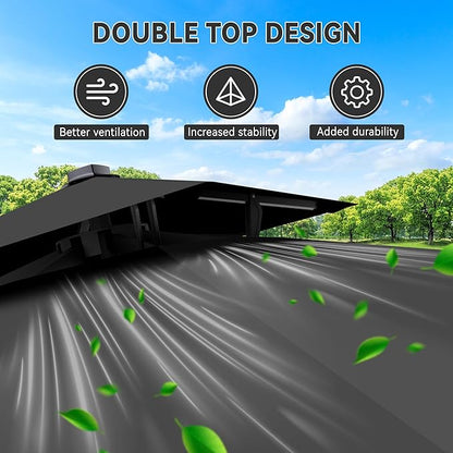 10' X 10' Cantilever Patio Umbrella Outdoor Heavy Duty Double Top Windproof Square Offset Umbrellas with 360-degree Rotation for Pool Deck Backyard, Grey