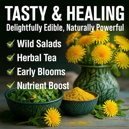 HOME GROWN 𝗨𝗦𝗔 𝗣𝗥𝗘𝗠𝗜𝗨𝗠 Dandelion Seeds for Planting – 600 Heirloom Medicinal Herb Seeds (~0.3g) 𝗡𝗢𝗡-𝗚𝗠𝗢 Grow Edible Leaves and Flowers for Remedies or Wildlife (Taraxacum officinale)