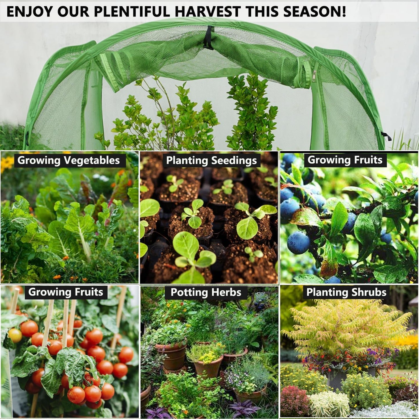 Pop Up Mesh Plant Cover 48’’x48’’x48’’ for Square Raised Garden Bed, Mesh Net Cage Protect from Bird Pest, Insect, Garden Tent for Vegetables, Seedlings Fruits and Herbs