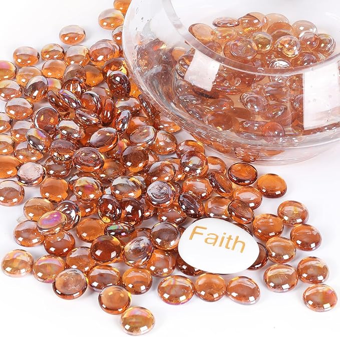 11LB Amber Flat Glass Marbles for Vase Filler, Aquariums, Hydroponics, Home Decor & DIY Crafts