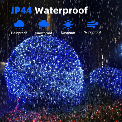 Net Mesh String Lights Waterproof, 200 Light Bubbles, 8 Lighting Modes, for Indoor Outdoor, Curtain, Christmas Tree, Bush, Party, Wedding, Fairy, Wall Decoration (9.8 ft x 6.6 ft, Blue)