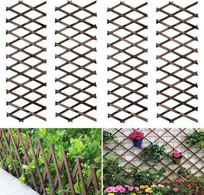 4 Pcs Expandable Garden Trellis, Wooden Lattice Wall Fence Trellis for Climbing Plants Ivy Vine Rose Clematis 13" x 68" for Outdoor Garden Patio Room Decor (4)