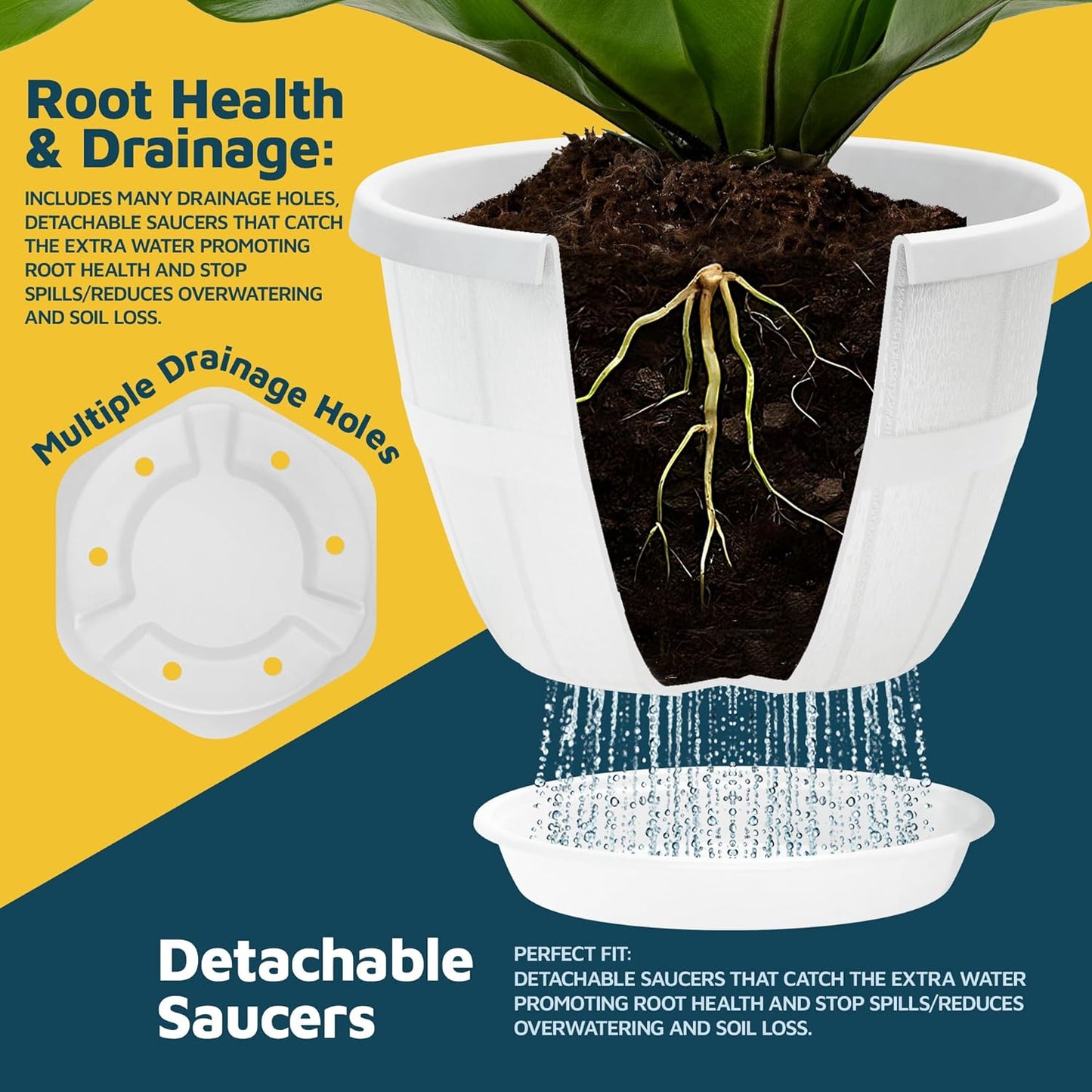 10-Inch Whiskey Barrel Planters Outdoor Pack of 10 - Durable Plastic Plant Pots for Indoor & Outdoor Use with Drainage & Saucer, Lightweight Rustic Barrel Planters for Flowers, Herbs & Small Plants