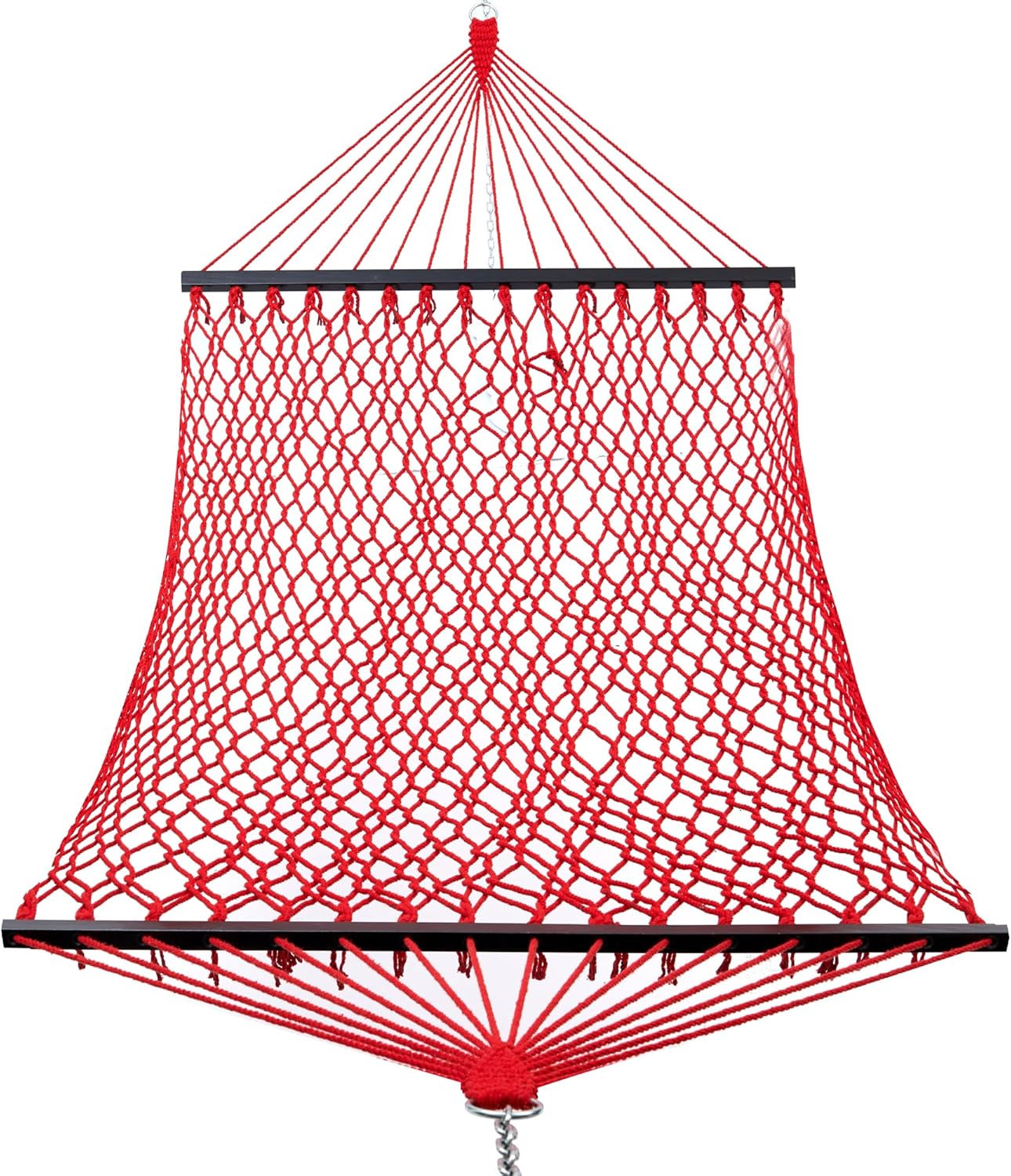 12ft Single Rope Hammocks, 46'' Wide Hardwood Spreader Bar (Cherry, Twin)