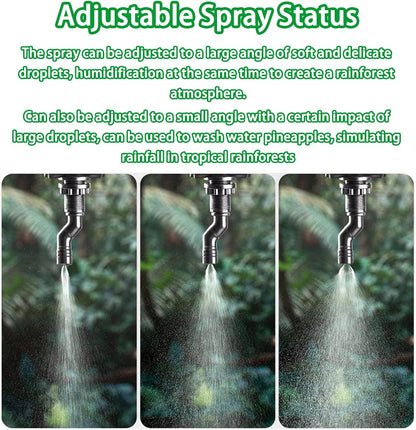 Reptile Mister Nozzles - T Double Misting Assembly, 1/4'' Misting Nozzles for Terrarium, Paludarium, Vivarium, Plants, Amphibians, and Reptile Tanks