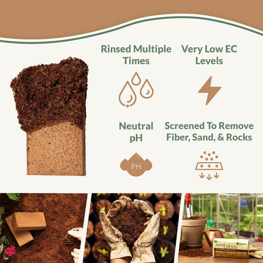 Worm Bliss (1 Qt) + Coco Coir Brick (650gms) + Char Bliss (1 Qt) - Organic Coco Coir for Plants - Worm Castings & Biochar for Plants - Organic Fertilizer & Soil Amendment Bundle - Potting Soil Mix