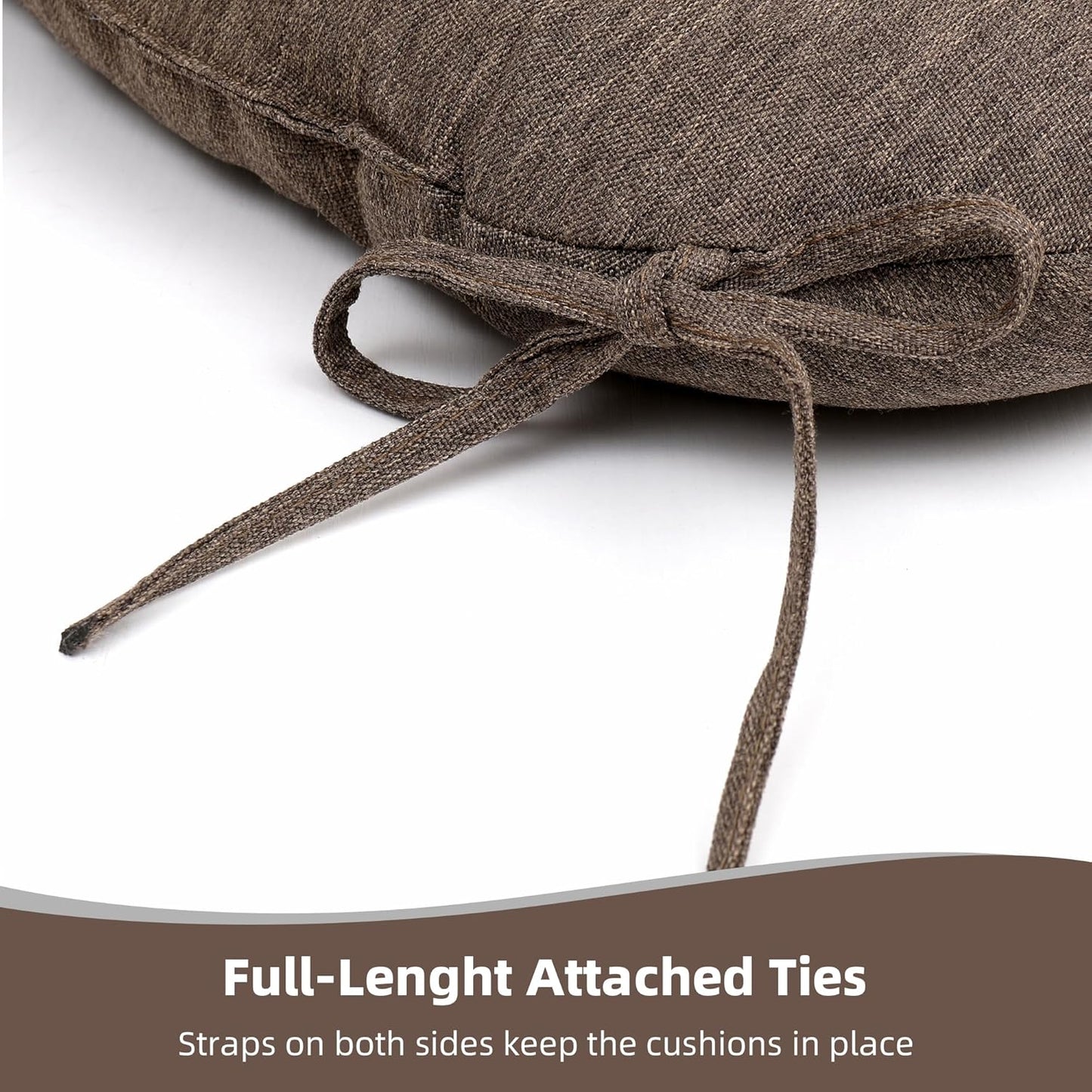 RACE LEAF 17" x 17" Patio Chair Seat Pads Brown - Outdoor/Indoor Patio Cushions Set of 2 - Replacement Cushions for Chairs and Seating - Olefin Seat Pads for Porch, Deck, and Garden Seats