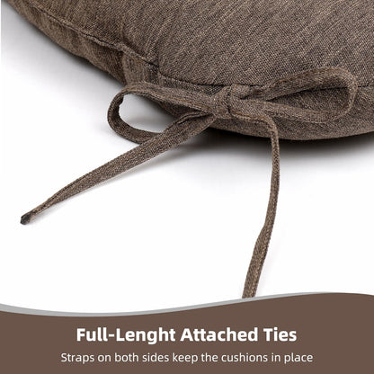 RACE LEAF Patio Chair Cushions 17x17 4 Pack, Thickened Heavy Duty Outdoor Cushions Stain & Water Resistant Non-Slip Ties Tufted (Brown)