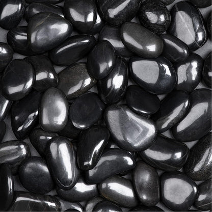 20lbs Natural River Rocks, High-Polished Pebbles for Plants Garden, 1-2 inch Decorative Stones, Ideal for Fish Tank, Vases, Crafting, Home Decor and Garden Landscaping Rocks,Black