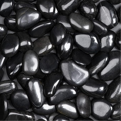 5lbs Natural River Rocks, High-Polished Pebbles for Plants Garden, 1-2 inch Decorative Black Stones, Ideal for Fish Tank, Vases, Crafting, Home Decor and Garden Landscaping Rocks,Black