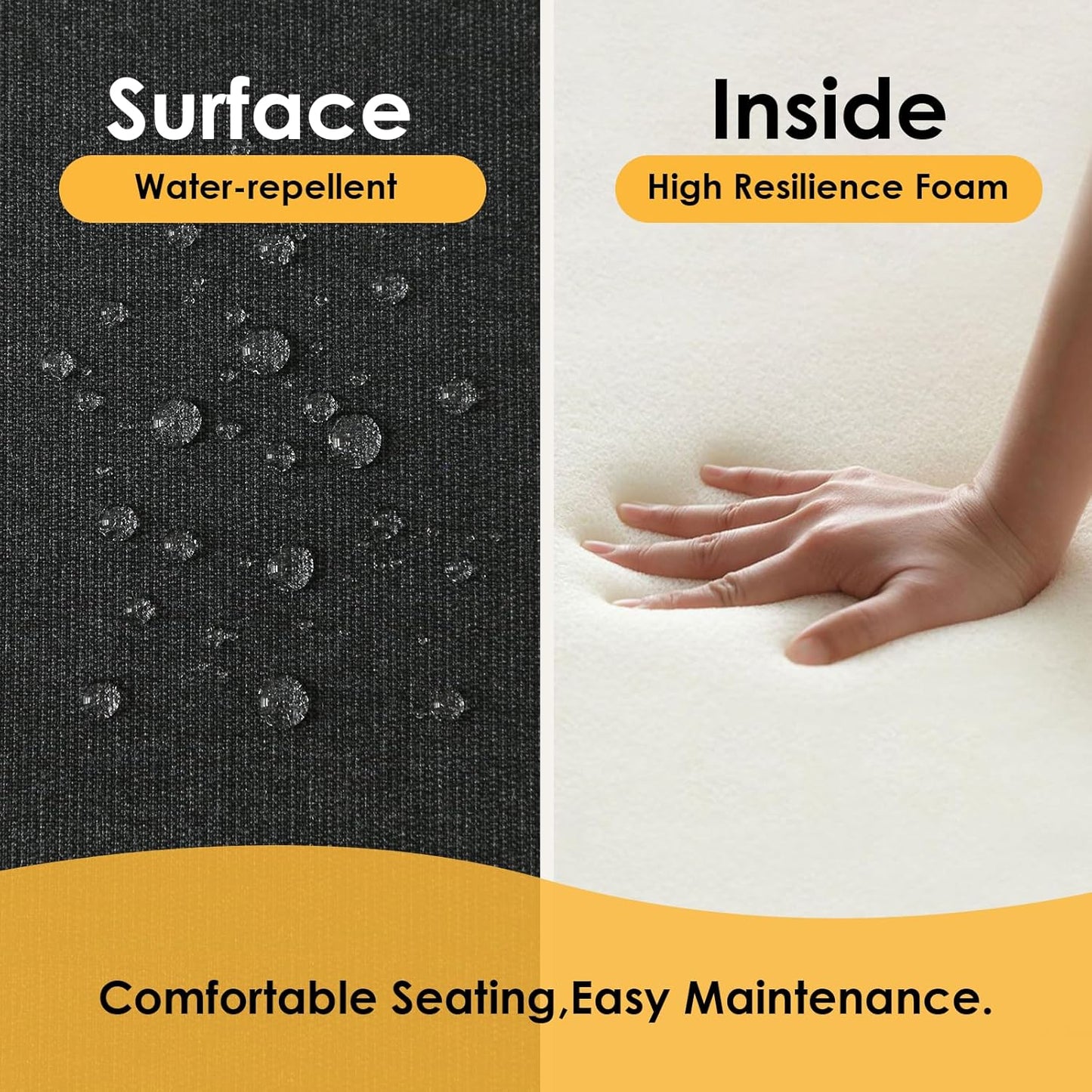 Outdoor Sunbrella Square Corner Seat Cushion, 18.5"x16"x3", Set of 4, Non Slip Seat Cushion Pads with Removable Cover for Patio Furniture, Garden Yard Lawn, Spectrum Carbon