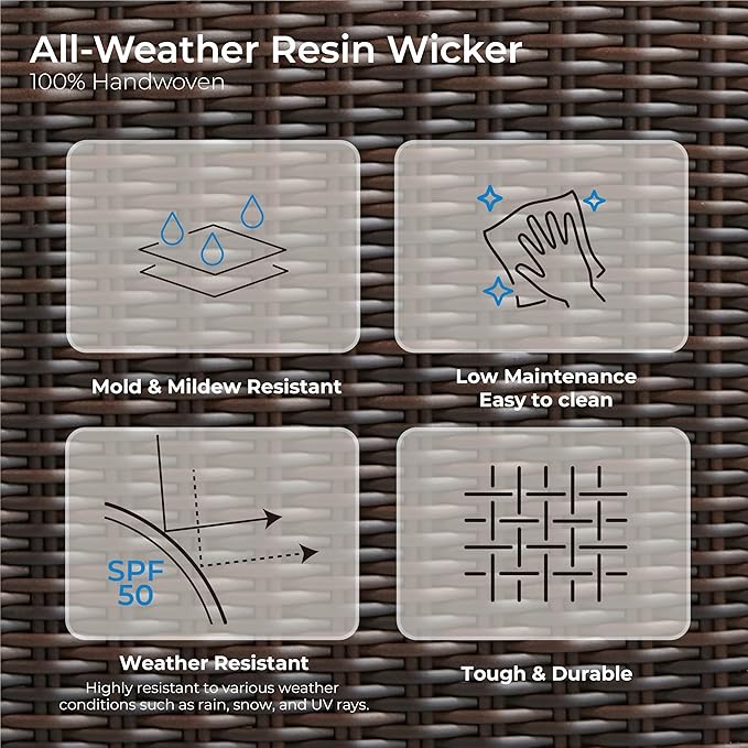 CHITA Patio Wicker Chair, 360° Rocking Swivel Outdoor Rattan Chair with Thickened Cushions for Backyard, Poolside, Garden or Porch