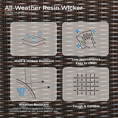 CHITA Patio Wicker Chair, 360° Rocking Swivel Outdoor Rattan Chair with Thickened Cushions for Backyard, Poolside, Garden or Porch